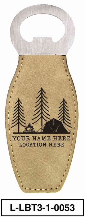 LEATHERETTE BOTTLE OPENER MAGNET - "CAMP SCENERY"