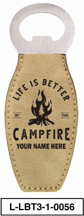 LEATHERETTE BOTTLE OPENER MAGNET - "LIFE IS BETTER"