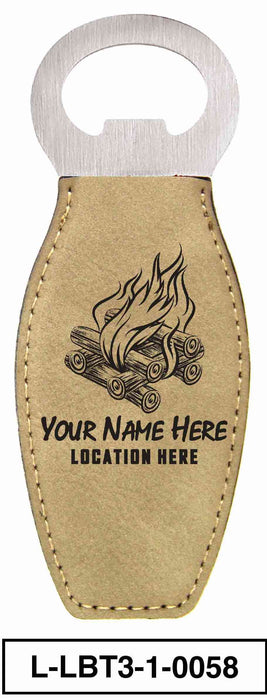 LEATHERETTE BOTTLE OPENER MAGNET - "BONFIRE"