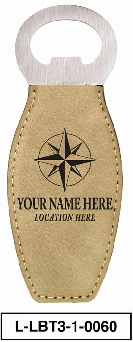 LEATHERETTE BOTTLE OPENER MAGNET - "COMPASS"