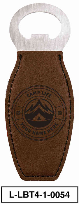 LEATHERETTE BOTTLE OPENER MAGNET - "CAMP LIFE"