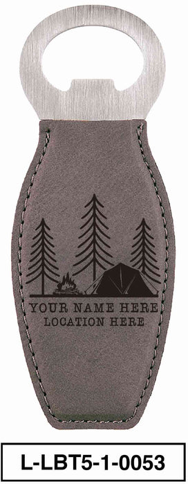 LEATHERETTE BOTTLE OPENER MAGNET - "CAMP SCENERY"