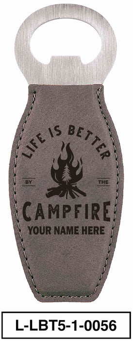 LEATHERETTE BOTTLE OPENER MAGNET - "LIFE IS BETTER"