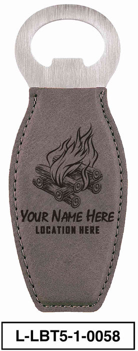 LEATHERETTE BOTTLE OPENER MAGNET - "BONFIRE"