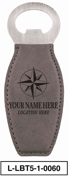LEATHERETTE BOTTLE OPENER MAGNET - "COMPASS"