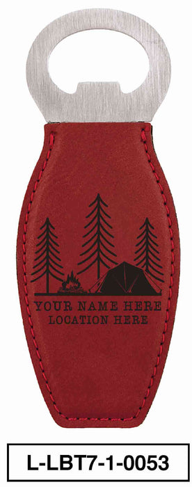 LEATHERETTE BOTTLE OPENER MAGNET - "CAMP SCENERY"