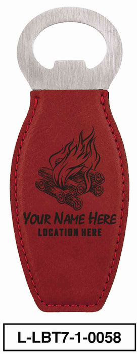 LEATHERETTE BOTTLE OPENER MAGNET - "BONFIRE"