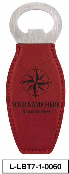 LEATHERETTE BOTTLE OPENER MAGNET - "COMPASS"
