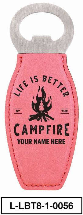 LEATHERETTE BOTTLE OPENER MAGNET - "LIFE IS BETTER"