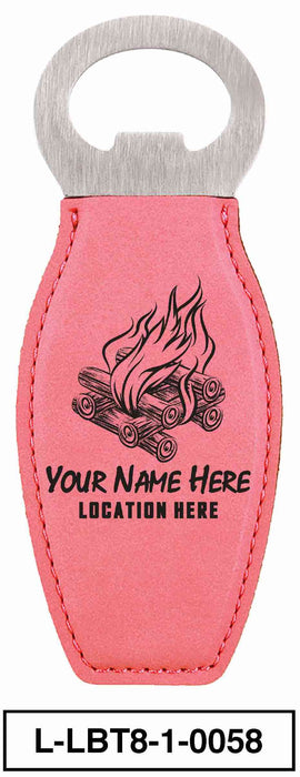 LEATHERETTE BOTTLE OPENER MAGNET - "BONFIRE"