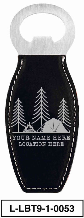 LEATHERETTE BOTTLE OPENER MAGNET - "CAMP SCENERY"