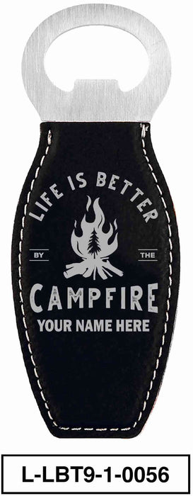 LEATHERETTE BOTTLE OPENER MAGNET - "LIFE IS BETTER"