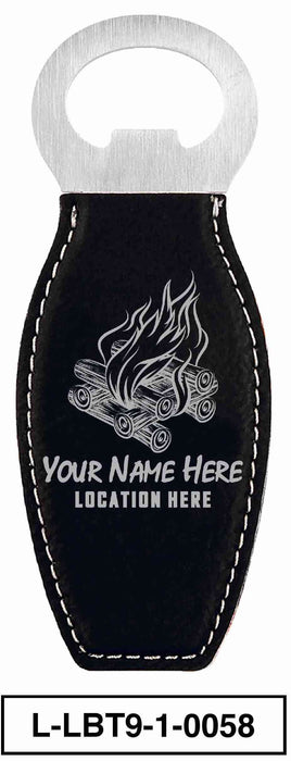 LEATHERETTE BOTTLE OPENER MAGNET - "BONFIRE"