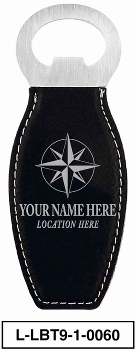 LEATHERETTE BOTTLE OPENER MAGNET - "COMPASS"