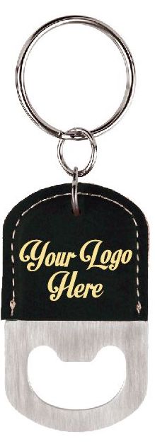 Custom Logo Leatherette Bottle Opener Keychain