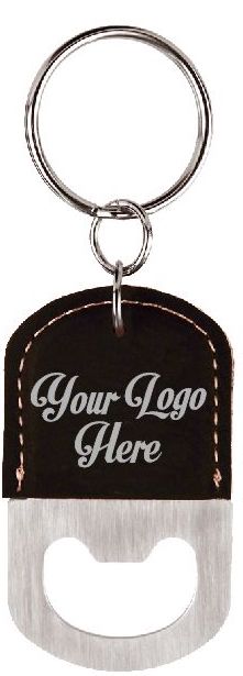 Custom Logo Leatherette Bottle Opener Keychain