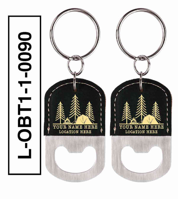 'CAMP SCENERY' LEATHERETTE BOTTLE OPENER KEYCHAIN