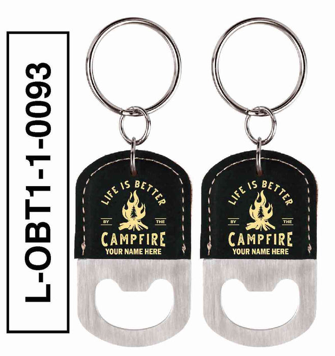 'LIFE IS BETTER' LEATHERETTE BOTTLE OPENER KEYCHAIN