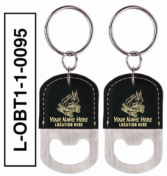 'BONFIRE' LEATHERETTE BOTTLE OPENER KEYCHAIN