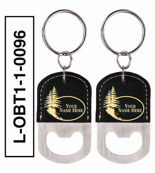 'PINE TREE' LEATHERETTE BOTTLE OPENER KEYCHAIN