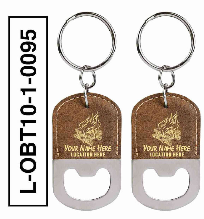 'BONFIRE' LEATHERETTE BOTTLE OPENER  KEYCHAIN