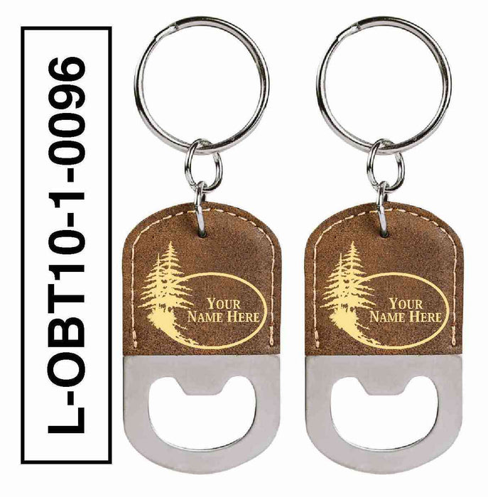 'PINE TREE' LEATHERETTE BOTTLE OPENER KEYCHAIN