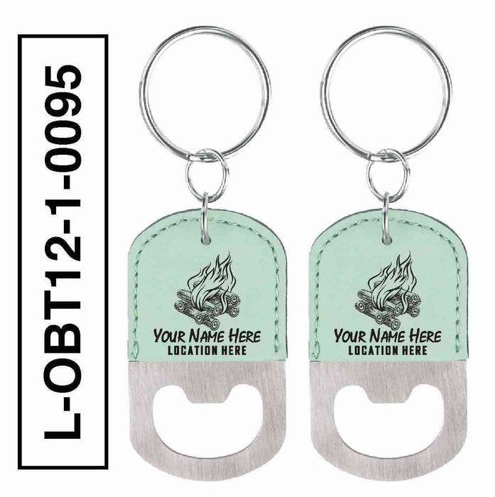 'BONFIRE' LEATHERETTE BOTTLE OPENER  KEYCHAIN