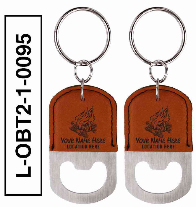 'BONFIRE' LEATHERETTE BOTTLE OPENER  KEYCHAIN