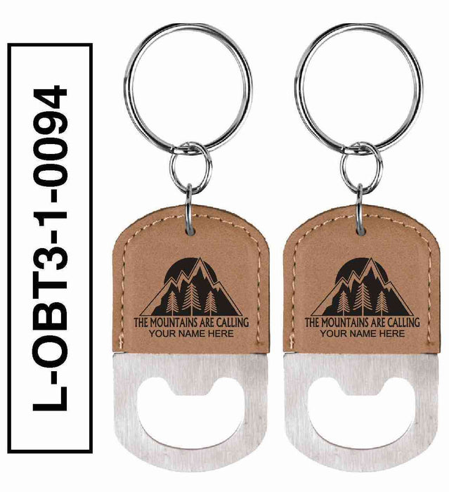 'MOUNTAINS ARE CALLING' LEATHERETTE BOTTLE OPENER KEYCHAIN