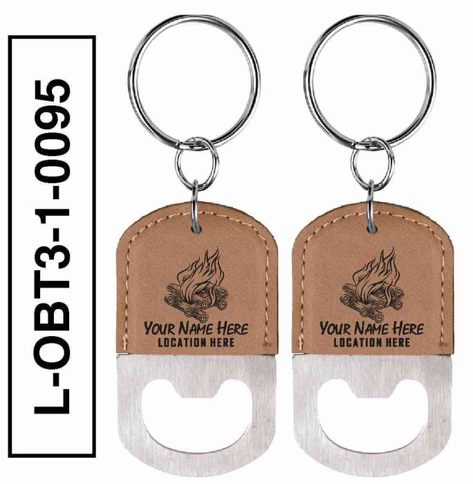 'BONFIRE' LEATHERETTE BOTTLE OPENER  KEYCHAIN