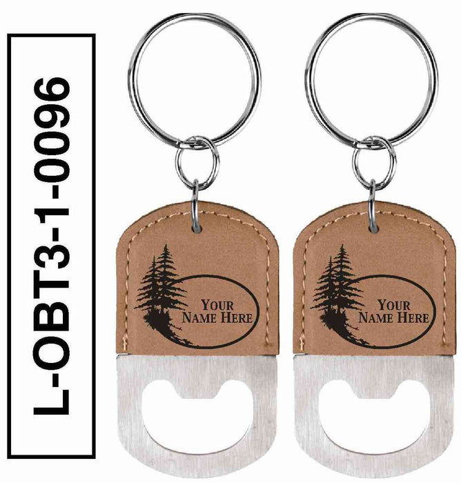'PINE TREE' LEATHERETTE BOTTLE OPENER KEYCHAIN