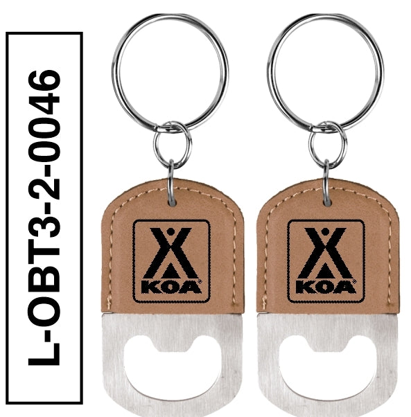 LEATHERETTE OVAL BOTTLE OPENER KEYCHAIN - L-OBT1-2-0046
