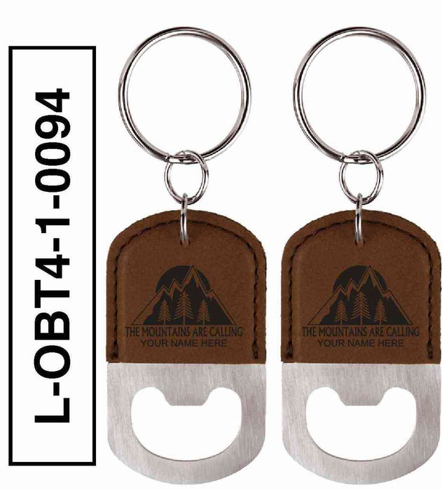 'MOUNTAINS ARE CALLING' LEATHERETTE BOTTLE OPENER KEYCHAIN