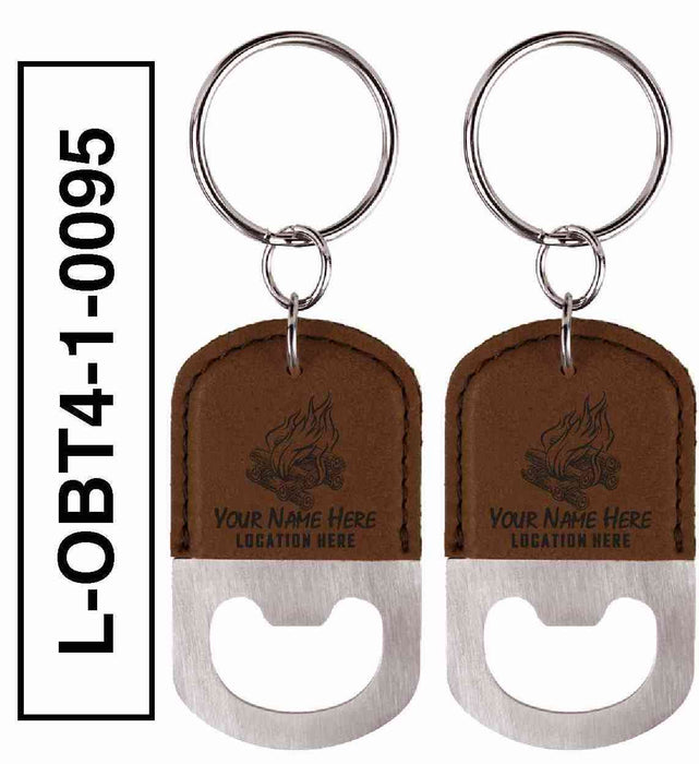 'BONFIRE' LEATHERETTE BOTTLE OPENER  KEYCHAIN