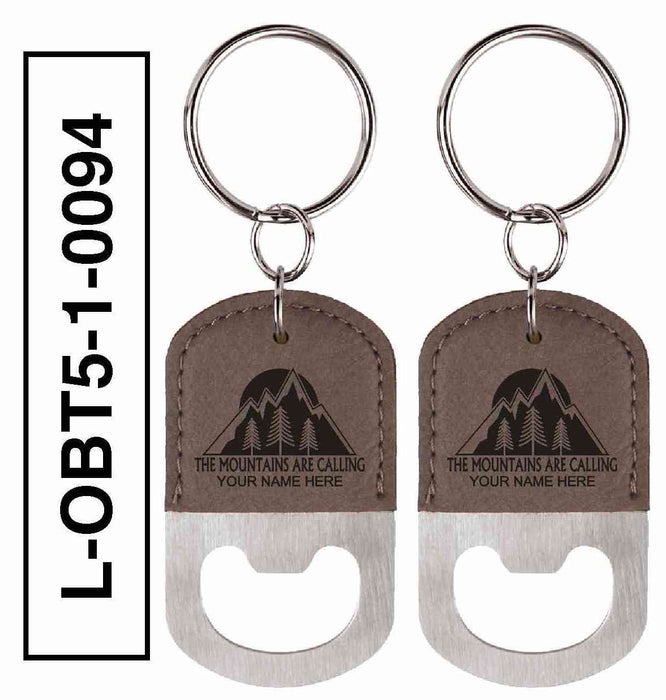 'MOUNTAINS ARE CALLING' LEATHERETTE BOTTLE OPENER KEYCHAIN