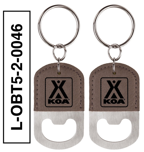LEATHERETTE OVAL BOTTLE OPENER KEYCHAIN - L-OBT1-2-0046