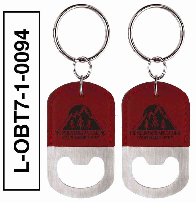 'MOUNTAINS ARE CALLING' LEATHERETTE BOTTLE OPENER KEYCHAIN