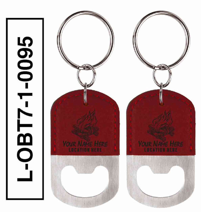 'BONFIRE' LEATHERETTE BOTTLE OPENER  KEYCHAIN