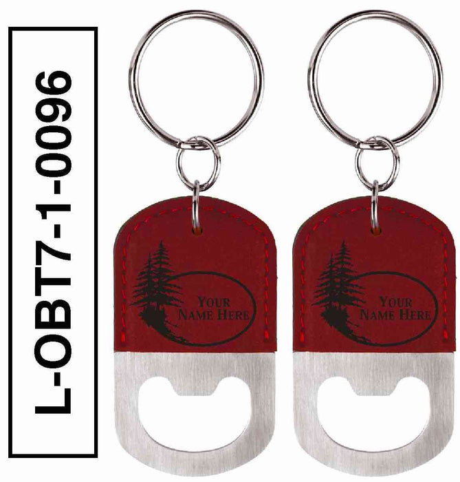 'PINE TREE' LEATHERETTE BOTTLE OPENER KEYCHAIN
