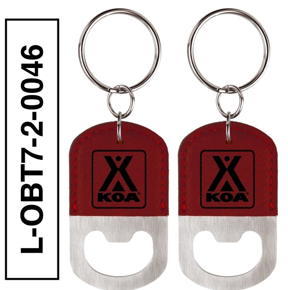 LEATHERETTE OVAL BOTTLE OPENER KEYCHAIN - L-OBT1-2-0046
