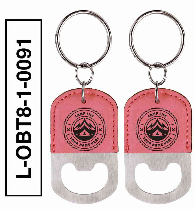 'CAMP LIFE' LEATHERETTE BOTTLE OPENER KEYCHAIN