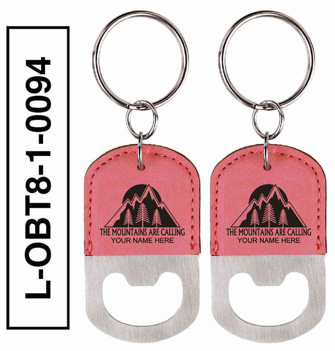 'MOUNTAINS ARE CALLING' LEATHERETTE BOTTLE OPENER KEYCHAIN