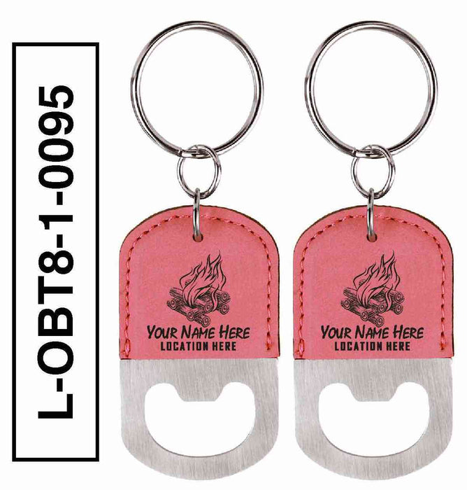 'BONFIRE' LEATHERETTE BOTTLE OPENER  KEYCHAIN