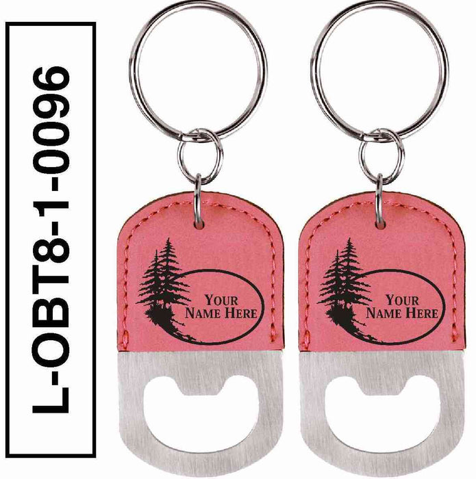 'PINE TREE' LEATHERETTE BOTTLE OPENER KEYCHAIN