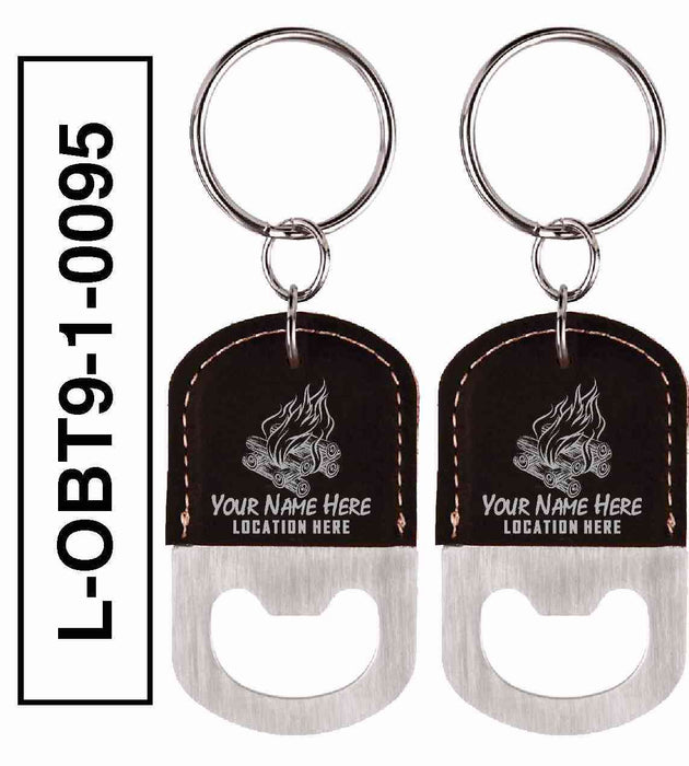 'BONFIRE' LEATHERETTE BOTTLE OPENER  KEYCHAIN