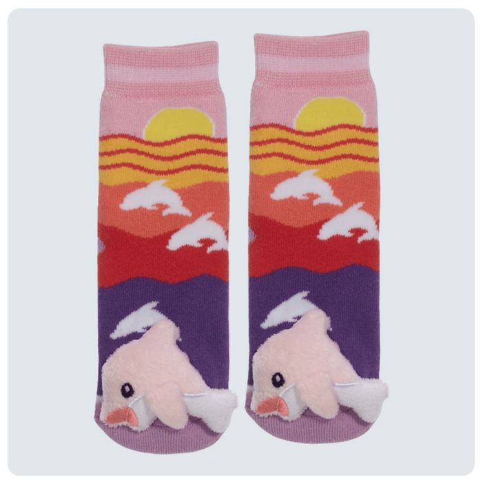 MESSY MOOSE PINK DOLPHIN SOCKS - 27035