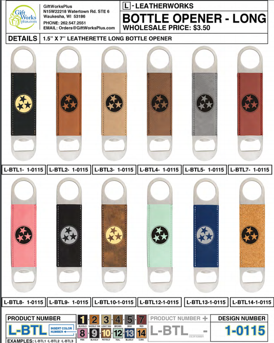 TENNESSEE BOTTLE OPENER LONG (6 UNITS PER CASE) - L-BTL