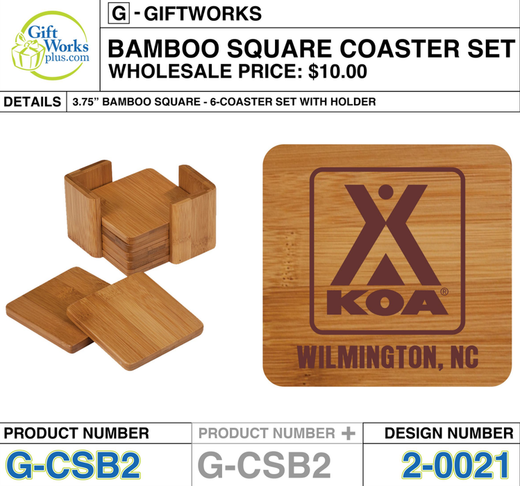 BAMBOO COASTER SET - G-CSB2 (6 UNITS PER CASE)