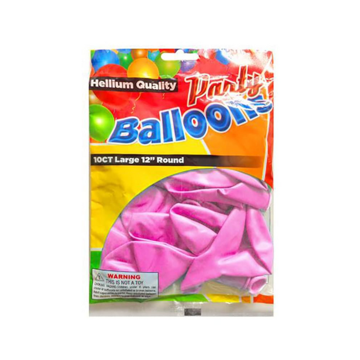 10 Pc 12" Pink Round Balloons