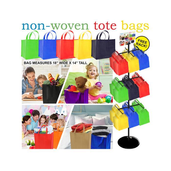 Large Non Woven Tote Bag w/ Display - 5 Colors